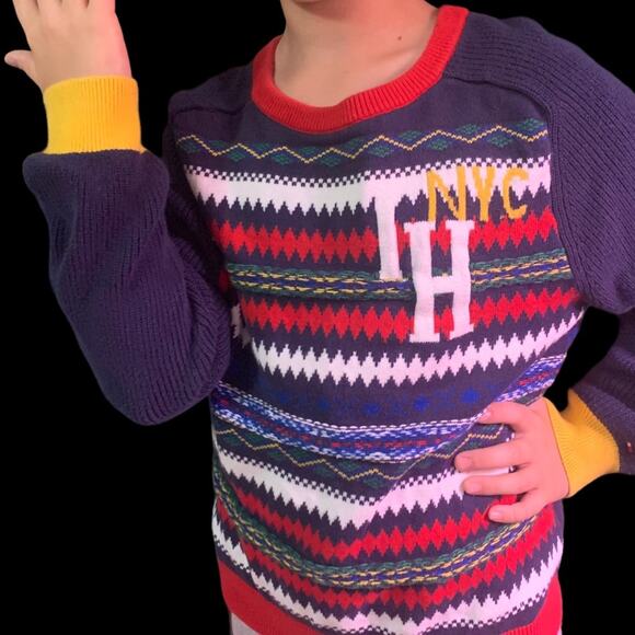 Tommy Hilfiger | FAIRISLE VARSITY | Kids Holiday Cotton Sweater - Picture 3 of 16